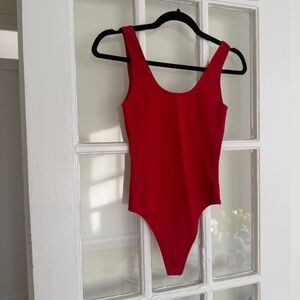 Aritzia Red Bodysuit Sleek Design Stretchy Fabric